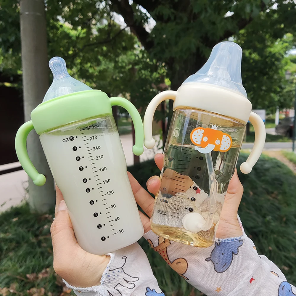 300ml Newborn Baby Bottles Anti-Choke Glass Feeding Bottle Wide Caliber Imitation Breast Infant Nursing Bottle For 0-6 Month BPA