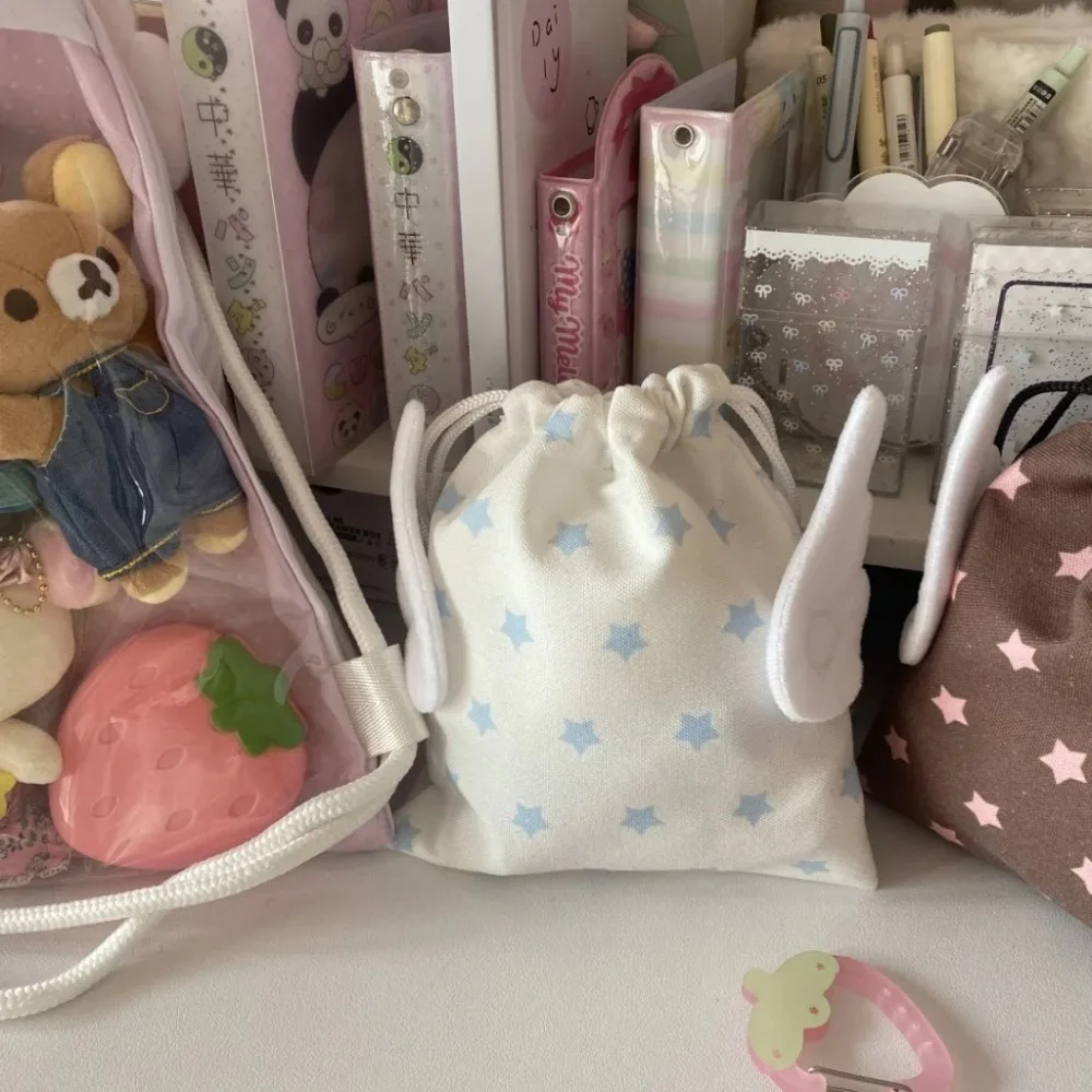Canvas Storage Bag with Star Pattern for Cosmetics and Stationery