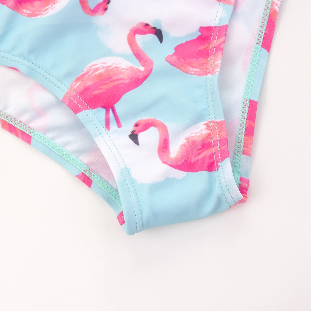 Girls Swimsuit Flamingo Print Bow Deco Girls Kids Swimsuit Swimwear Cute Stretchy Child Baby Kids Bikini Set Summer Surf Baby Biquini Infantil