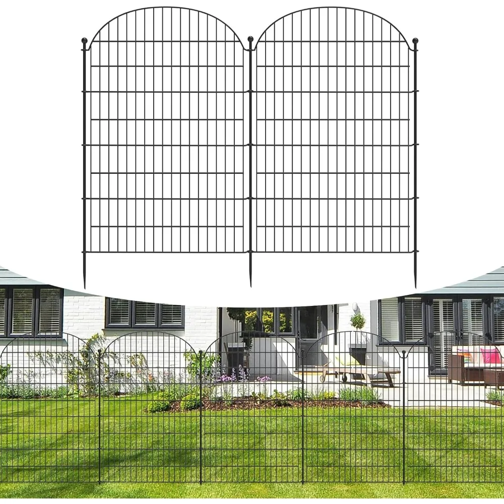 Decorative Garden Metal Fence 10 Pack, 40 in (H) x 23.6 ft (L) No Dig Dog Animal Barrier for Yard, Animal Ground Stakes Fencing