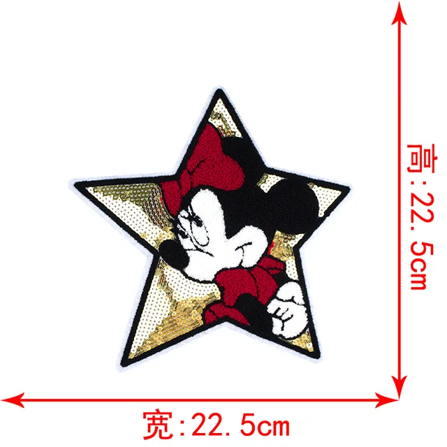 Disney Sequins Clothing Patch Mickey Minnie Mouse Patches Cartoon Sew Clothes Patch for T-shirt Coat DIY Decoration Women Gift Multi-Colored
