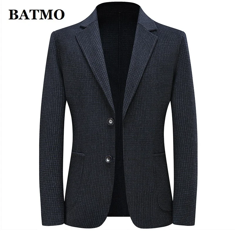 

2024 new arrival wool plaid casual blazer men,male jackets ,plus-size 8917