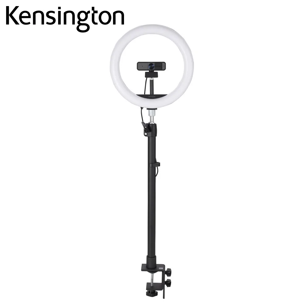 Kensington Webcam Desk Stand Telescoping C-Clamp with Video Conferencing Webcast Camera Bicolor Ring Fill Light