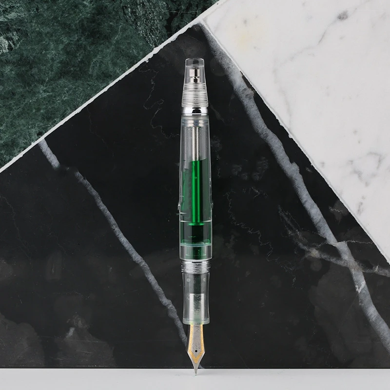 PENBBS 456 Resin Transparent Vacuum Filling Fountain Pen Fine Nib Fashion Writing Office Gift Ink Pen Set School Supplies