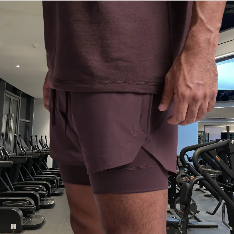 2025 NEW men's sports shorts 2 in 1 Running shorts men's double layer breathable fitness bodybuilding training Jogging Shorts 5