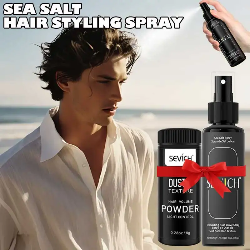 Easy Mist Sea Salt Hair Styling Spray Long Lasting Hair Fluffy Volumizing Powder Beach Styling Set For Men And Women