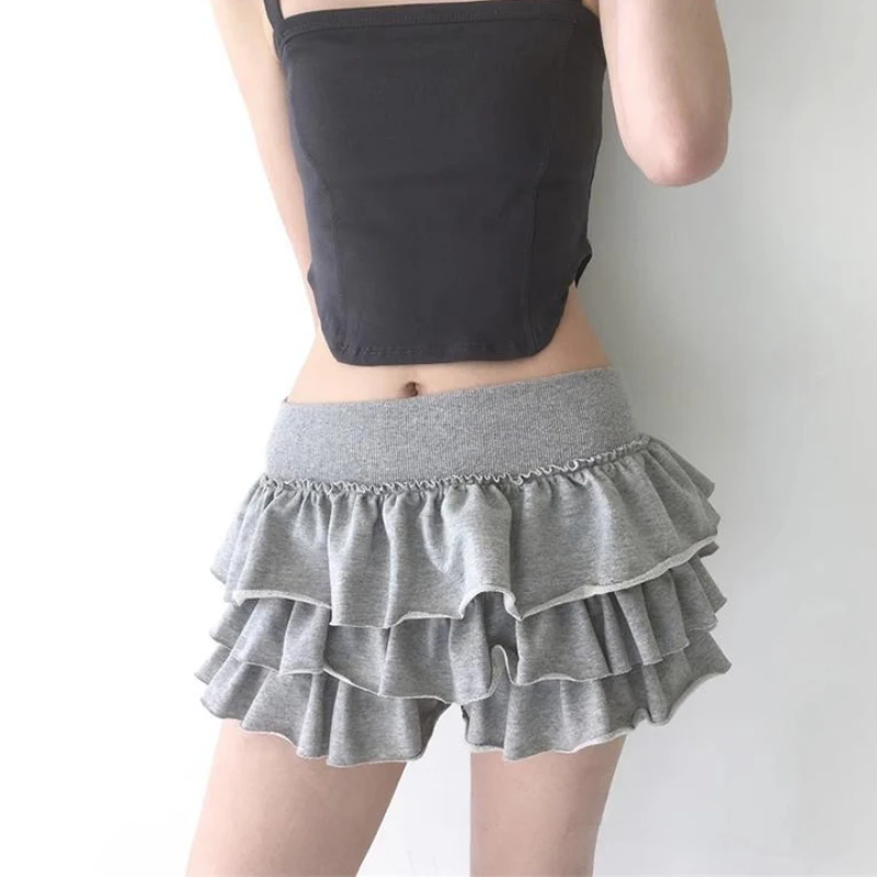 

Lolita Skirt Kawaii Ruffle Skirt Women Coquette Low Rise A Line Korean Fashion Cute Sexy Layered Gyaru Mini Skirt Y2k Streetwear