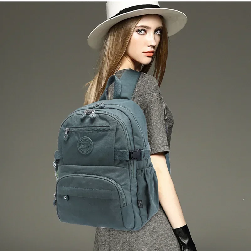 TEGAOTE Nylon A4 Waterproof Women Men School Backpack 15.6'' 14'' Laptop Lightweight Travel Bag Blue Green Black Red Pink M2303 2