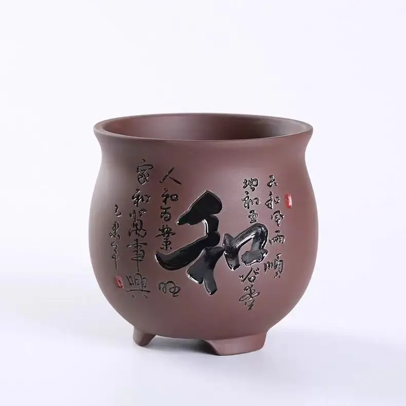 

Chinese style purple sand butterfly orchid specialized flower pot ceramic retro home succulent potted breathable flower pot