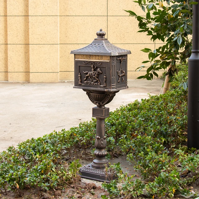 Villa Postafiók Kültéri Retro Kreatív Magazin Állvány Öntött Alumínium Nem Rozsdás Dekoráció Postaláda Posta Doboz