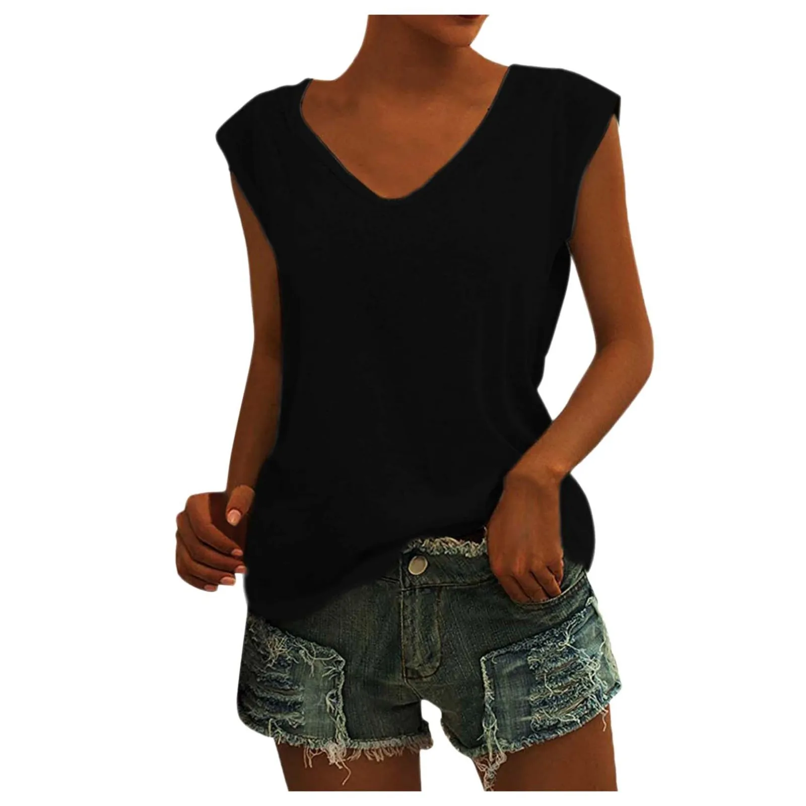 

New Female 2024 Women's Summer Casual Tank Top Solid Sleeveless Shirts Streetwear Soft Female Loose V Nekc Basic Tanks Vest Tops