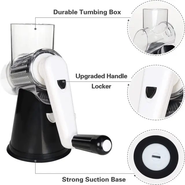 Manual Rotary Cheese Grater for Vegetable Cutter 3-in-1 Grater Slicer Multifunctional Vegetable Chopper With 3 replaceable blade 6