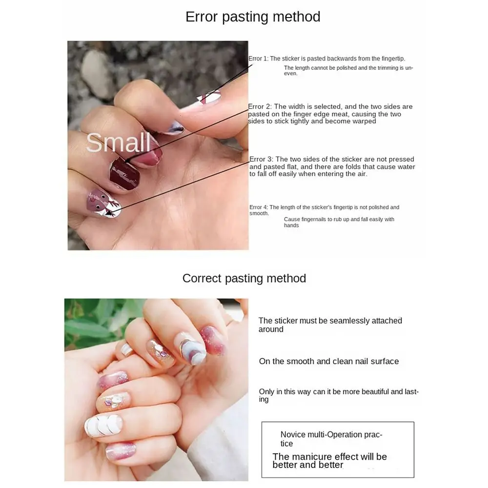 Easy To Removal 14Strips Gel Nail Stickers Floristic Semi Cured Nail Patch Full Cover Nail Art Stickers DIY Nail Art Making