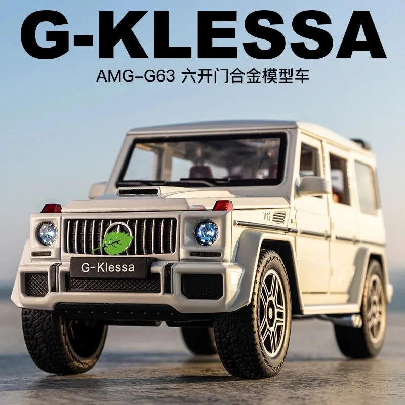 1:24 AMG G63 모델 자동차, 아연 합금 풀백 장난감 자동차, 소리와 빛이 나는 어린이 소년 소녀 선물