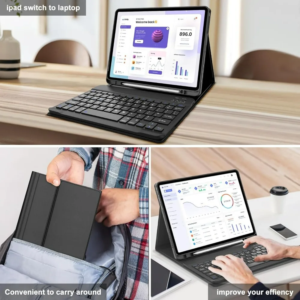 Enhanced Magnetic Keyboard Case with Detachable Bluetooth Functionality