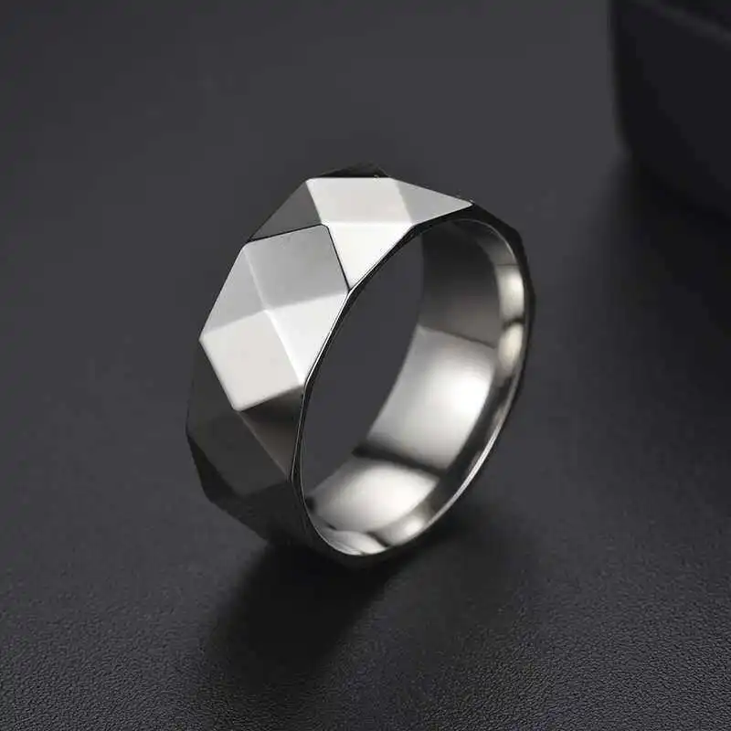 Men's Classic Simple Punk Polygonal Alloy Ring Men's Street Sports Successful People President Party Rave Jewelry Gifts