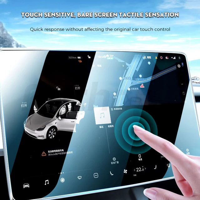 Futhope Tempered Glass Screen Protector For Tesla Model 3 Highland Y 2021-2024 Matte Glare HD Center Control Film Protection 2