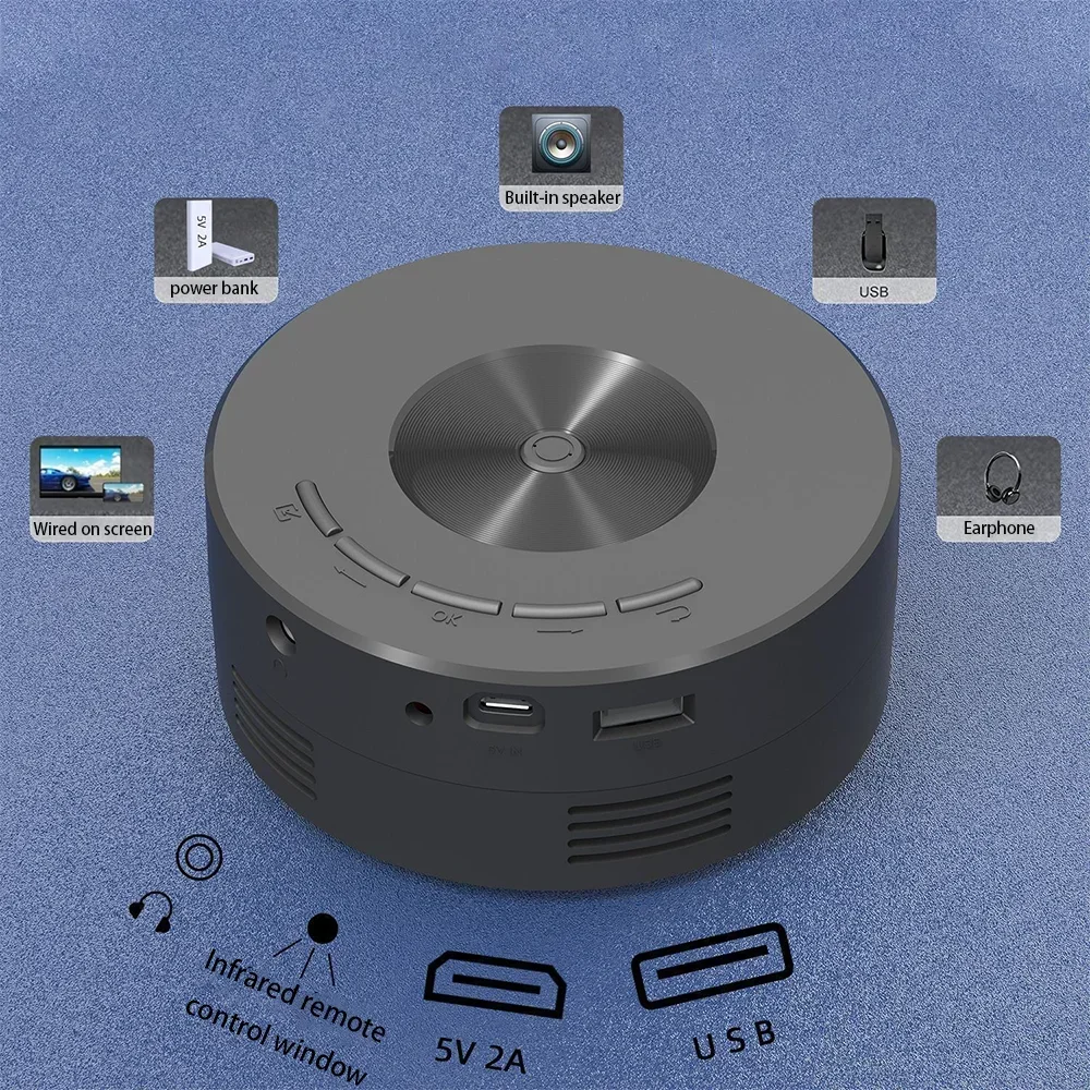 YT200 LED Mobile Video Mini Projector Home Theater Media Player Kids Gift Cinema Wired Same Screen Projector Home Theater Projec