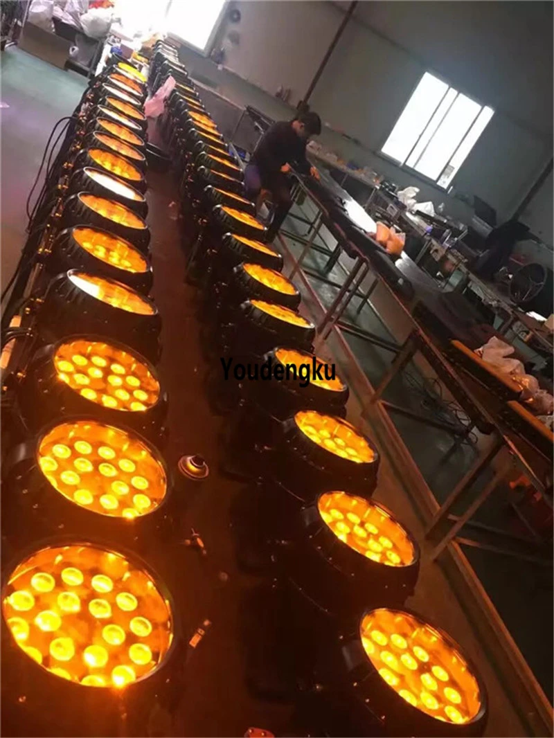 4 pieces 18x 18W 6-in-1 RGBWA UV LED Par Fixture Silent Operating LED Par with M