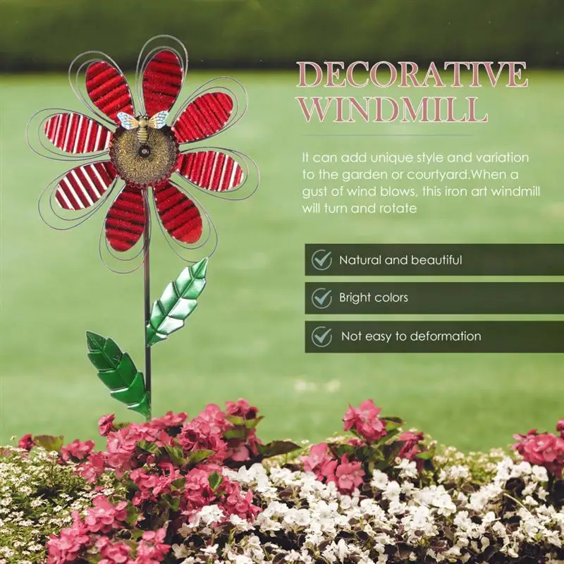 TULEBOLIAN Lot De 2 Moulins à Vent Tournesol - Diamètre : 25 Cm - Pour Jardin, Cour, Balcon, Décoration De Jardin - Matériau PVC De Qualité Supérieure - Protection Contre L'eau Et