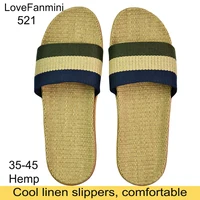Natural linen slippers summer home indoor sandals men's women's unisex spring and autumn couples landing guests flax Non-slip