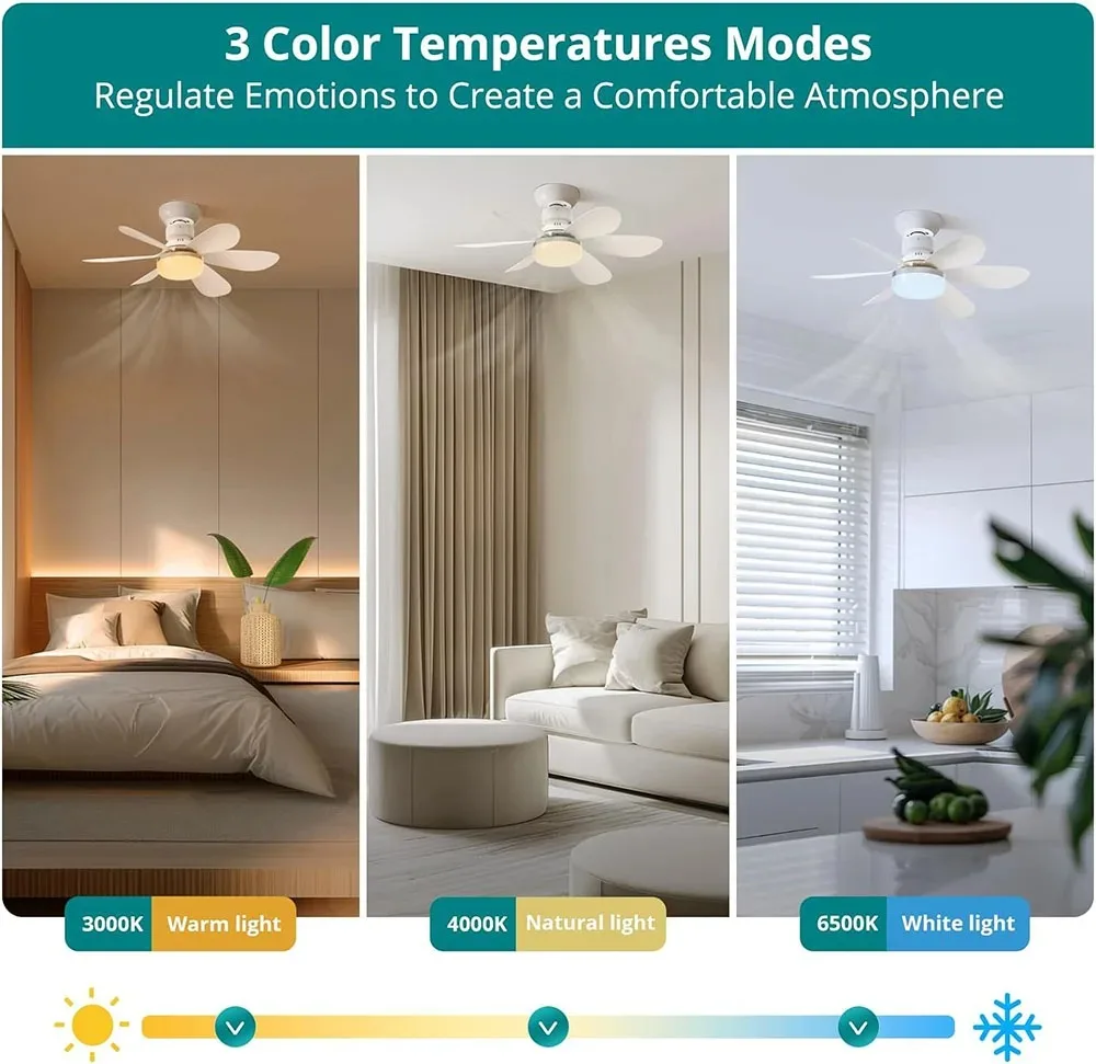 Ceiling Fan with Remote and Dimmable Light for Home