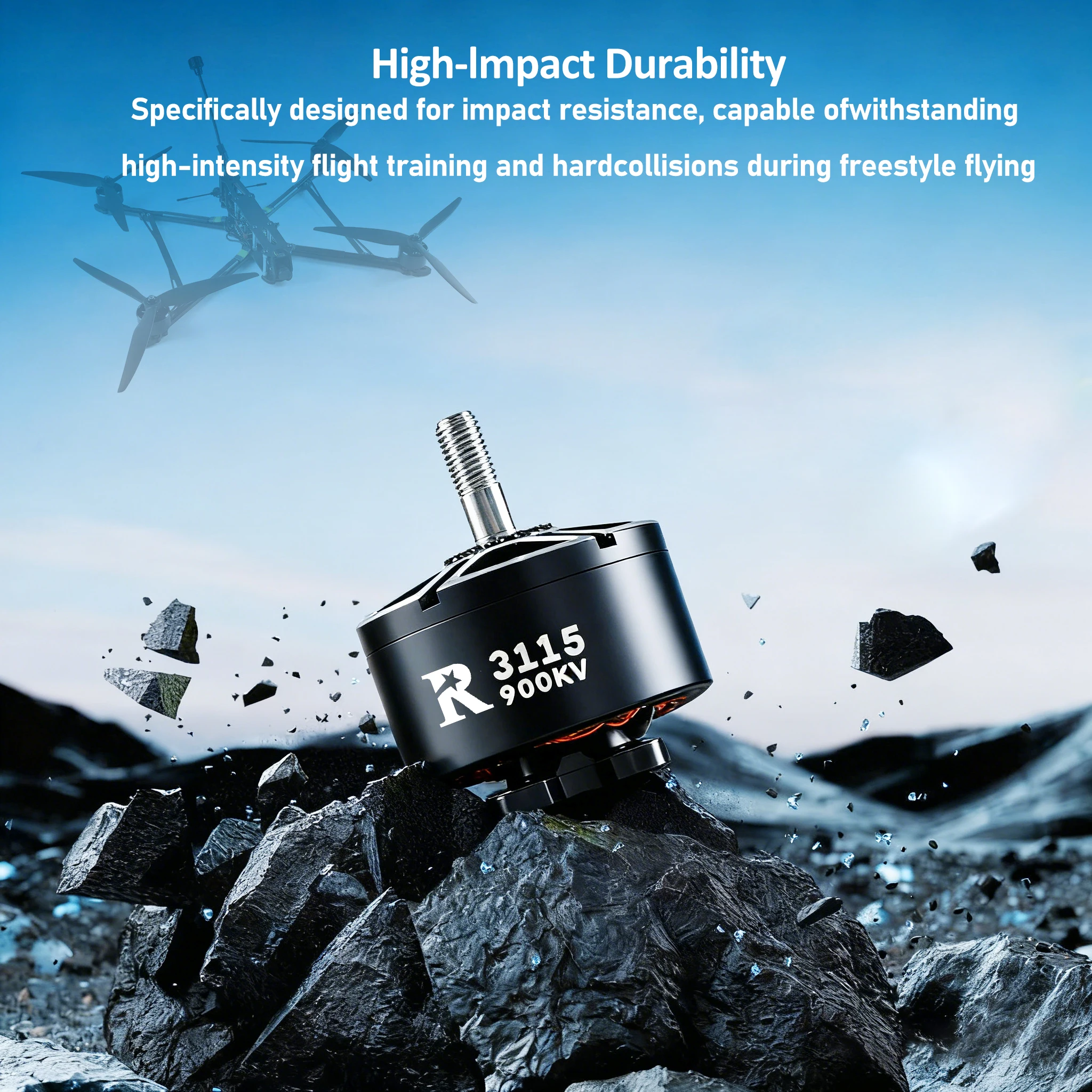 Moteur sans balais R3115 900KV 3-6S pour RC FPV Multirotor avec hélice montée, prêt à l'emploi