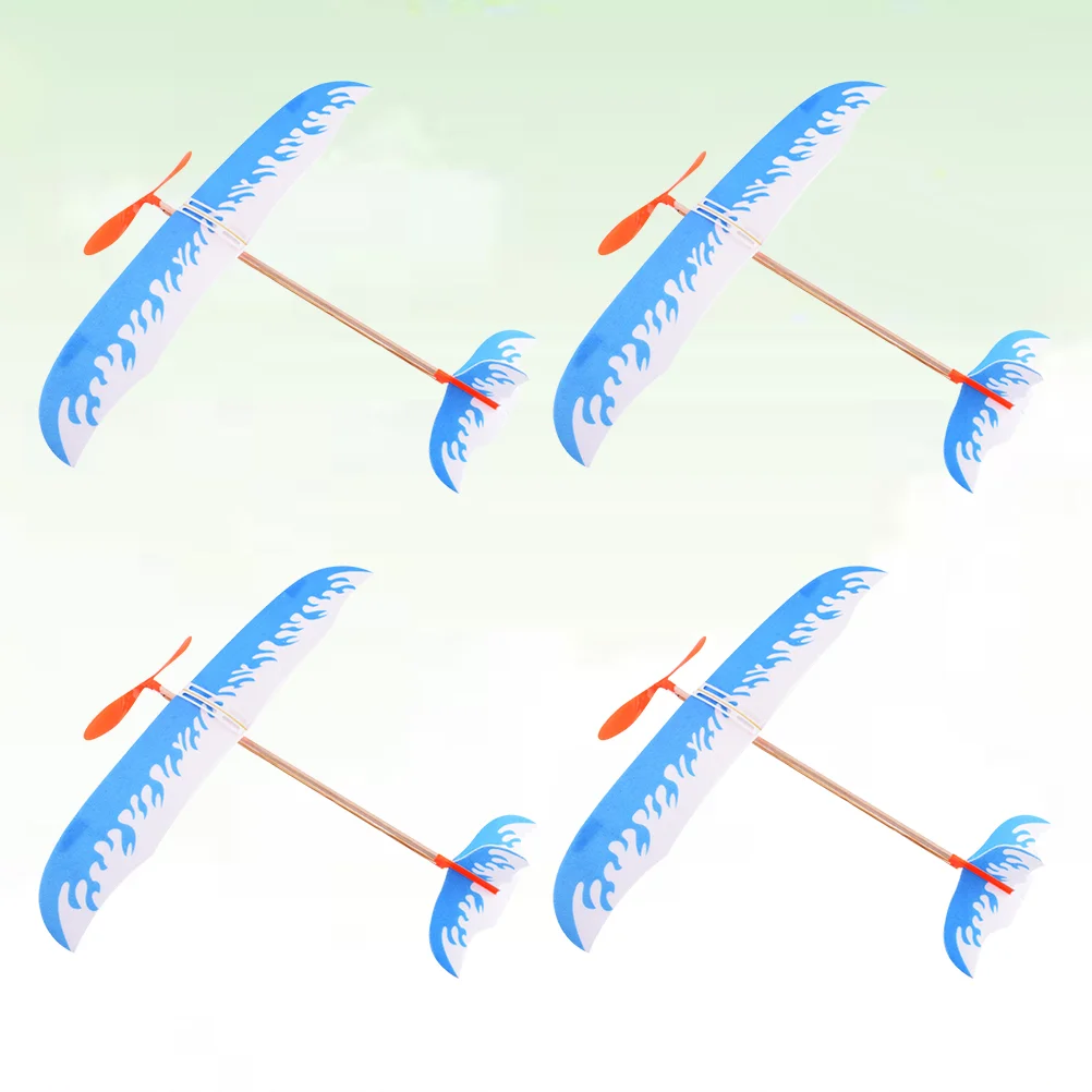 

4 PCS Elasticity Child Rubber Bands Educational Assemble Aircraft Airplane Toys