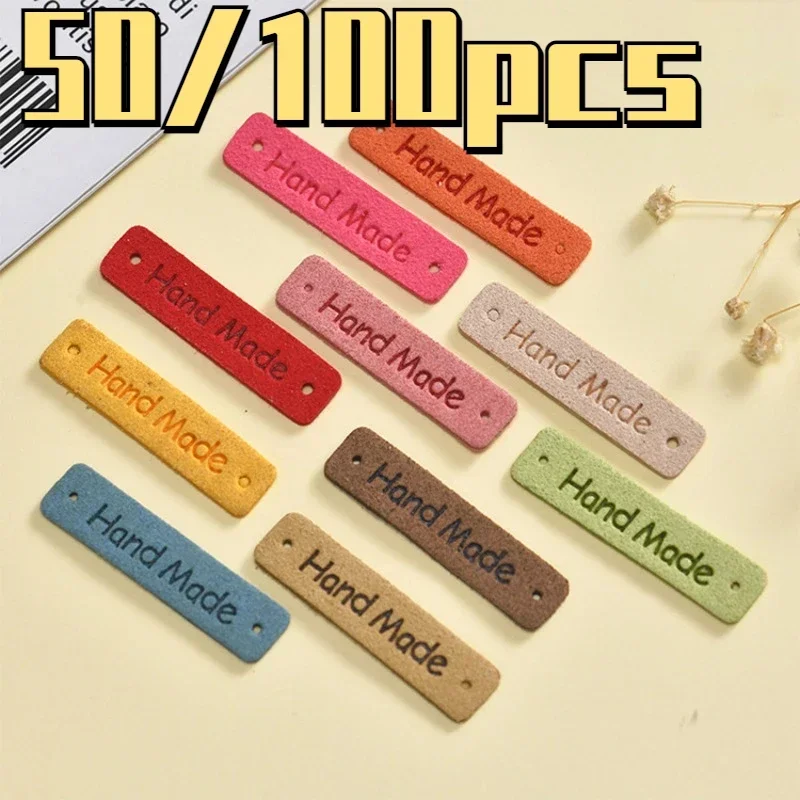 Leather Labels Clothing Labels Leather Tags Garment Labels Sewing Labels 25/50Pcs Small Handmade Leather Clothing Labels for Gift Hat Sewing Hand Made Skin DIY Decorative Tags
