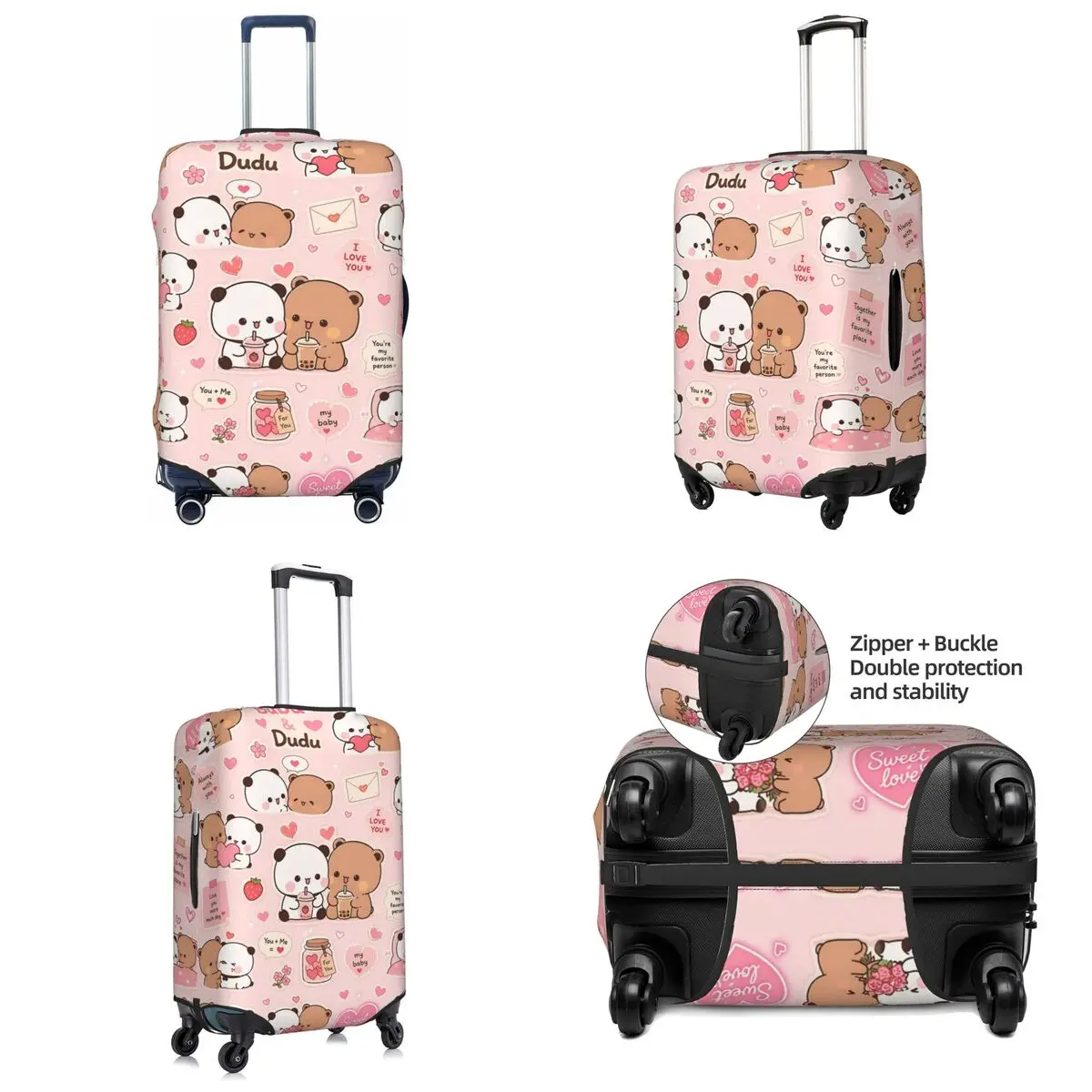 팬더 부부 두두 패턴 여행 가방 커버 스트레치 여행 보호용품 휴일용품