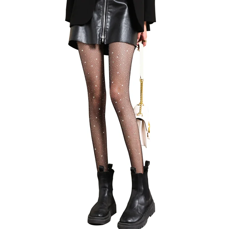 Description Picture 6 of itemSummer Fishnet Diamond Pantyhose Women Sexy Fashion Shiny Net Tights ,Female Slim Rhinestone Sexy Glitter Mesh Thin Pantyhose #