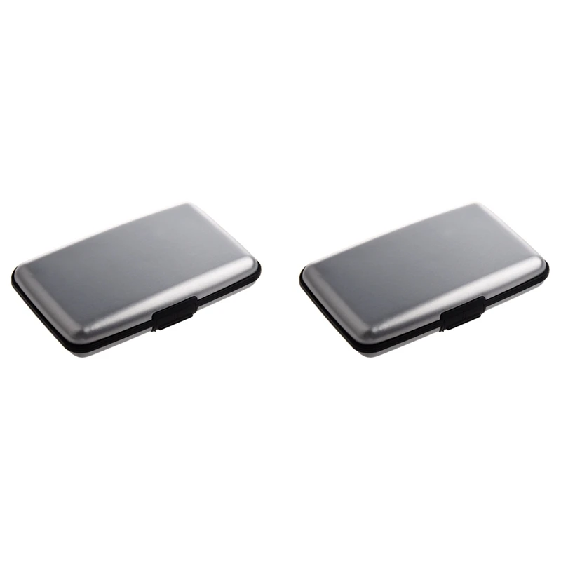 

2X Aluminium Case Credit Card Holder Metal Wallet, One Size In Silver
