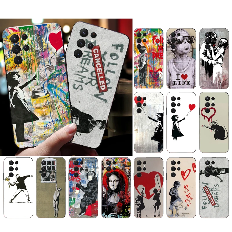 Custodia Per Telefono Per Samsung Galaxy S23 S22 S21 S20 Ultra S20 S22 S21 S10E S20Fe Note 10Plus 20 Ultra Banksy Graffiti Art
