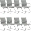 Office Desk Chair Set of 8,No Wheels PU Leather Computer Chairs Mid Back Guest Chairs with Seld Base for School/Reception/Confer 1