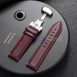 Handmade Retro Sport Strap with Gold Butterfly Buckle - 18mm (Red - Silver)