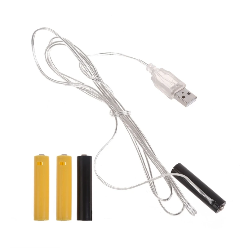 300cm 1/3/5/10-in-1 USB Powered AAA Battery Eliminators with Conductors for Christmas Tree Lights LED Decorations