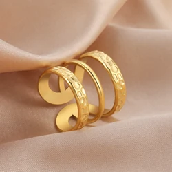 Stainless Steel Geometric Heart Adjustable Open Ring - Fashion Jewelry Gift - Adjustable (Style 5 Gold)