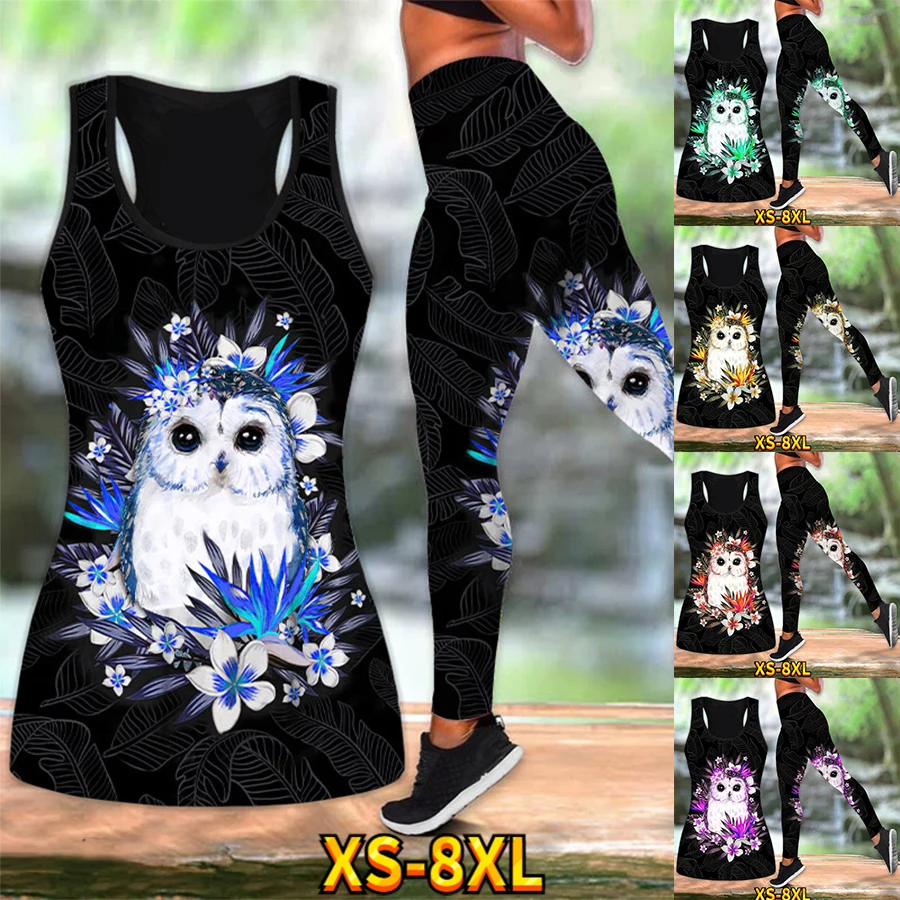 

Ladies Breathable Vest Set Anime Pattern Color Printed Seaside Casual Gym Workout Yoga Pants Sexy Buttock Plastic XS-8XL