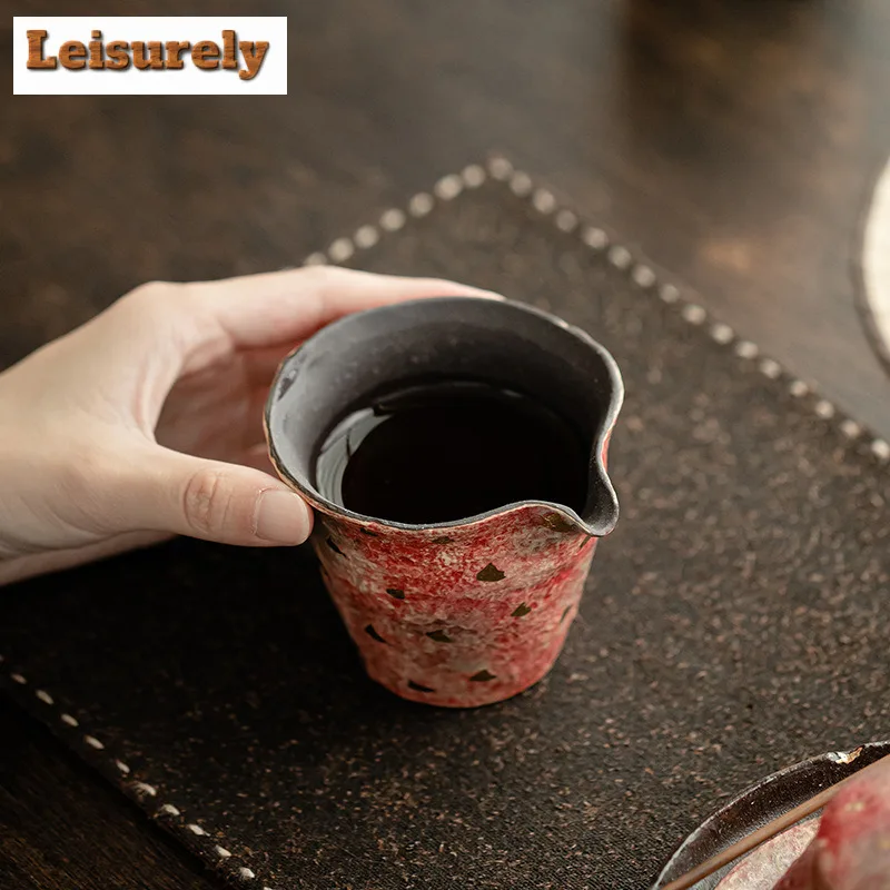 120ml Handmade Point Gold Rock Mine Tea Pitcher Painted Pottery Tea-separating Sharing Pot Cha Hai Justice Cup Teaset Supplies