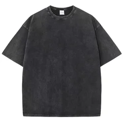Vintage-Inspired Heavyweight Solid Color Oversized T-Shirt - Unisex Summer Streetwear - XXXL (Black)