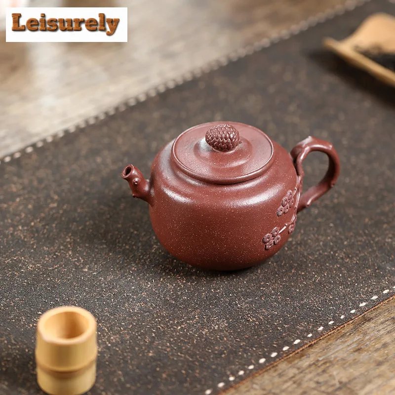 210ml Ancient Yixing Purple Clay Teapots Famous Artists Handmade Pine Cone Pot Raw Ore Downhill Mud Kettle Chinese Zisha Tea Set