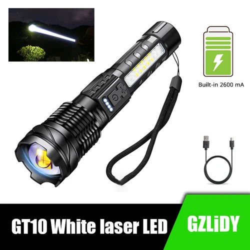 강력한 XHP50 LED 손전등 방수 18650 토치 사이드 라이트, 7 모드 캠핑 낚시 랜턴 USB 충전식 줌 램프 8