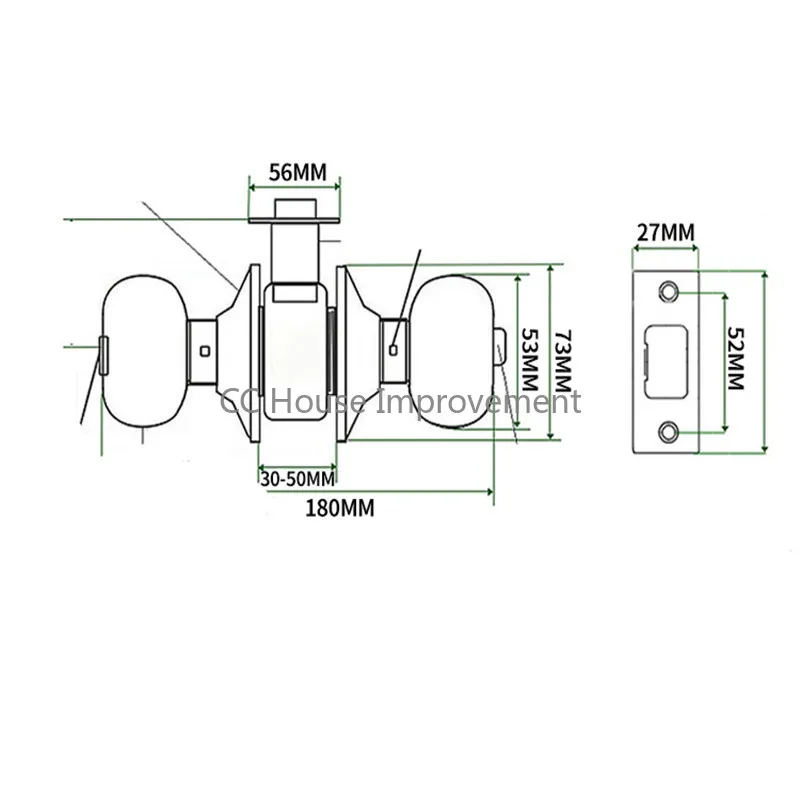 Round Door Handle Door Knobs Lock Stainless Steel Entrance Passage Lock with Key for Bedroom Living Room Bathroom door handles