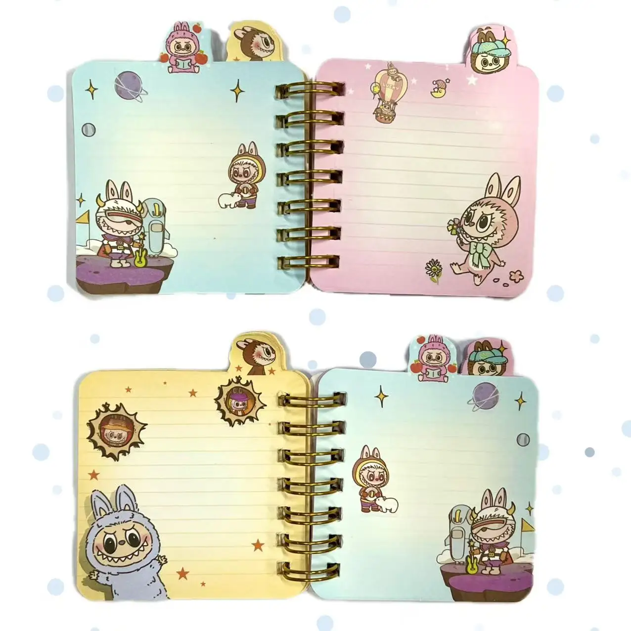 LABUBU spiral-bound categorized notebook mini color pape booklet student cartoon cute notebook 72*72mm 6