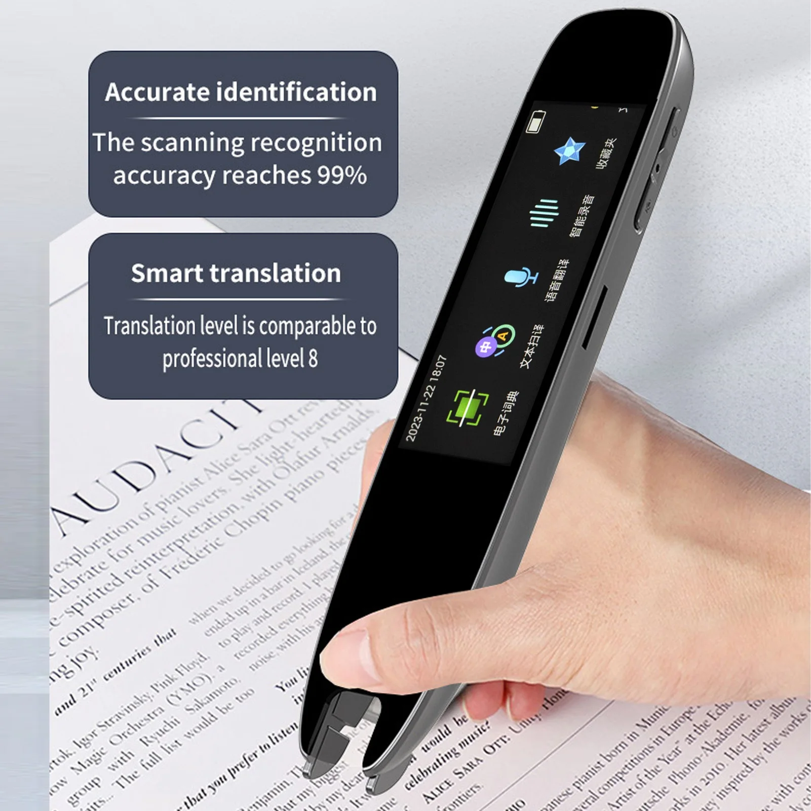 Pen Scanner Pen Reader Scanning Translation Pen Off Line HD Eye Friendly Touchscreen Portable Pen Reader for Textbooks Newspaper
