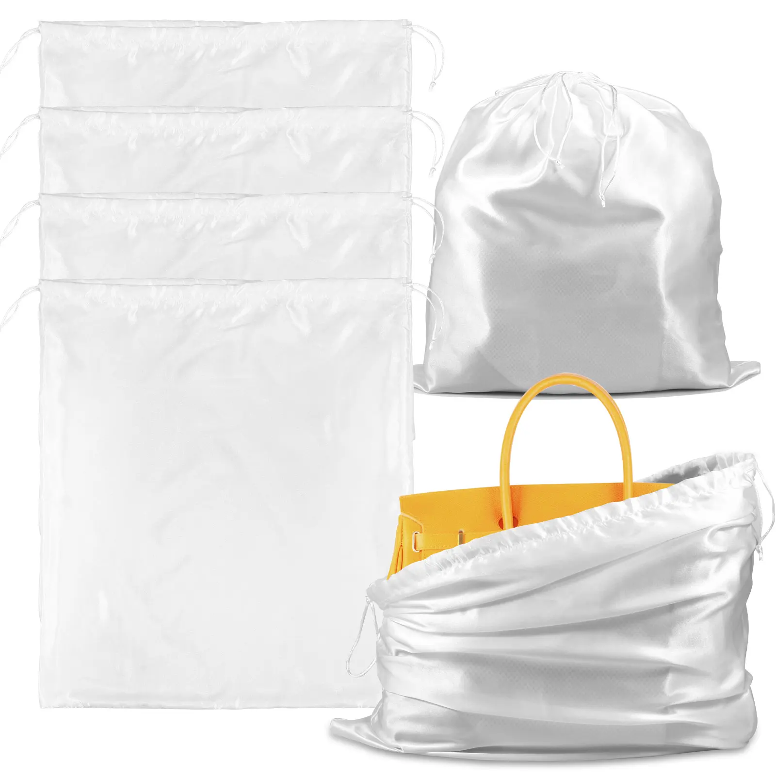 

NEW 6Pcs Dustproof Bags for Handbags Portable Dustproof Drawstring Bag Soft Breathable Cloth Bag Reusable Multipurpose Travel