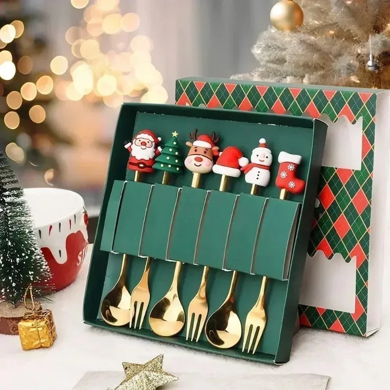 Christmas Fork & Spoon Set 4
