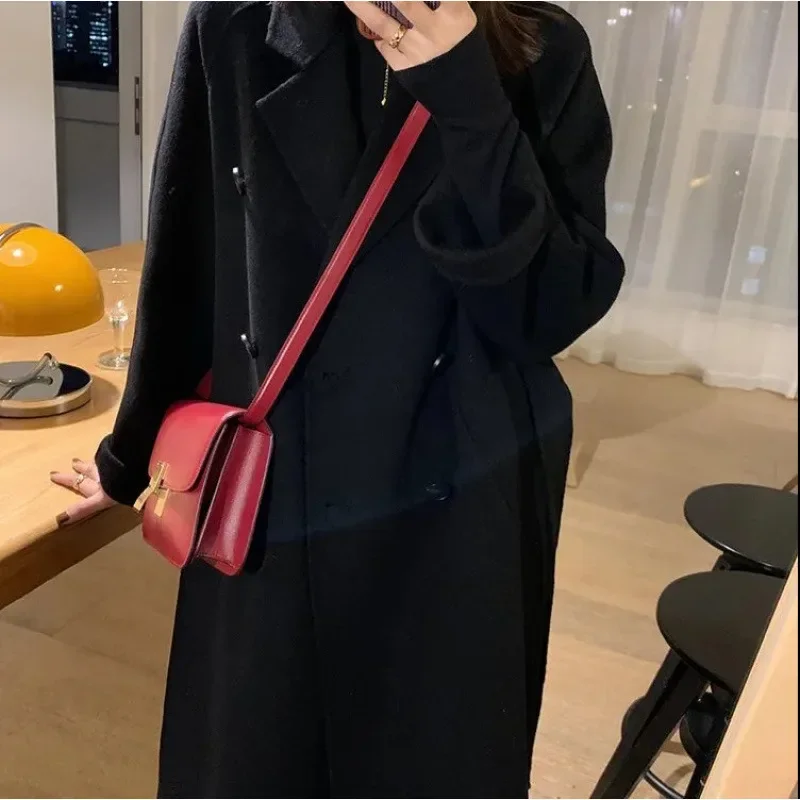Classic Double-Breasted Woolen Coat Medium-Length Women's Outerwear Autumn Winter New Style Cross-Border Fashion Brand - Image 2