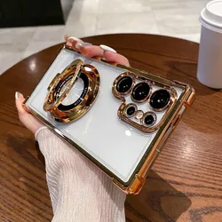 Luxe Magnetische Plating Stand Schokbestendige Heldere Acryl Achterkant Hoes