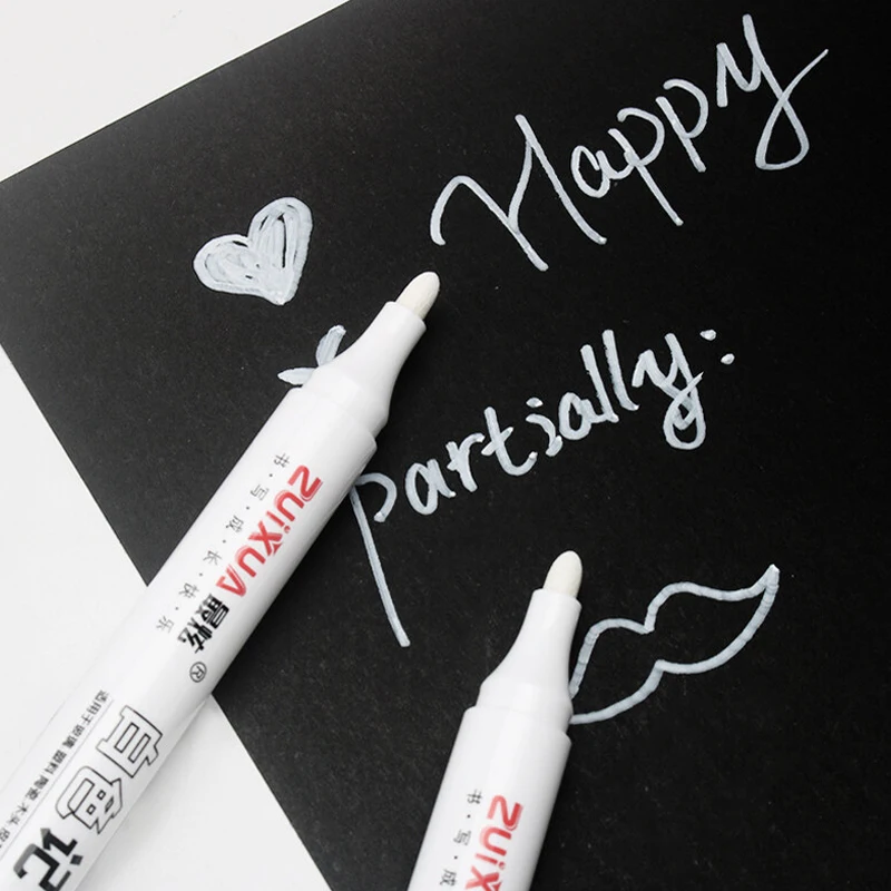 3 Pcs 0.8mm Creative White Ink Pen Highlight Marker Fine Tip Students Drawing Art Writing School Stationery